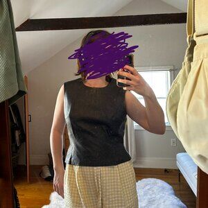 Vintage leather biker top - real leather